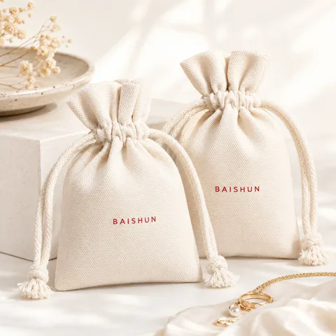 Blush Cotton Drawstring Pouch