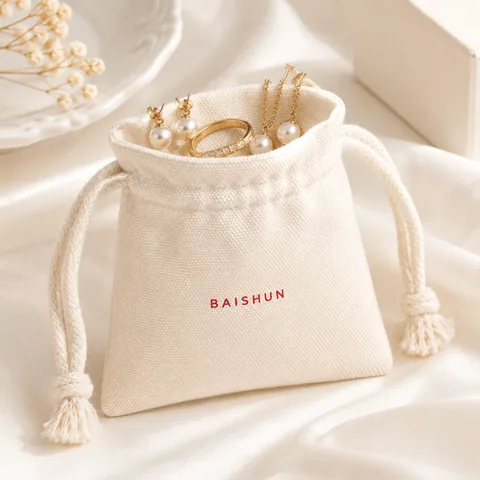 Blush Cotton Drawstring Pouch