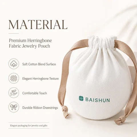 Beige Cotton Drawstring Pouch