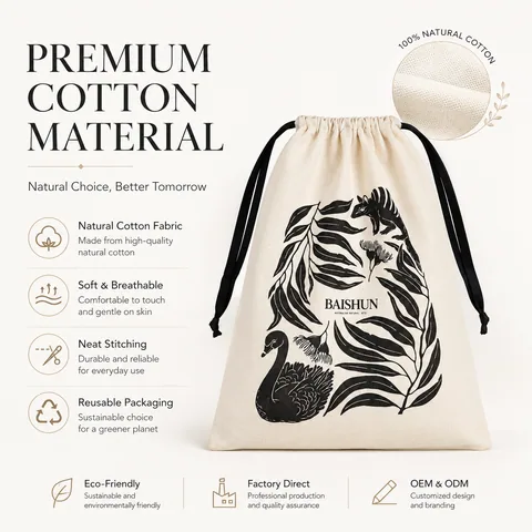 Sage Cotton Drawstring Pouch