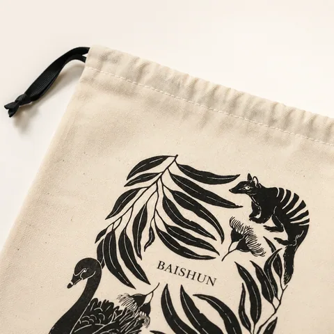 Sage Cotton Drawstring Pouch