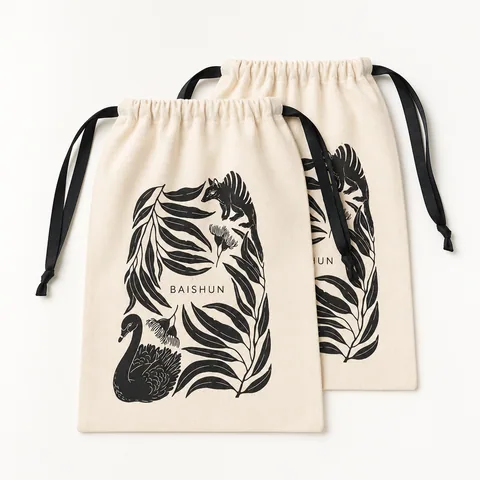 Sage Cotton Drawstring Pouch