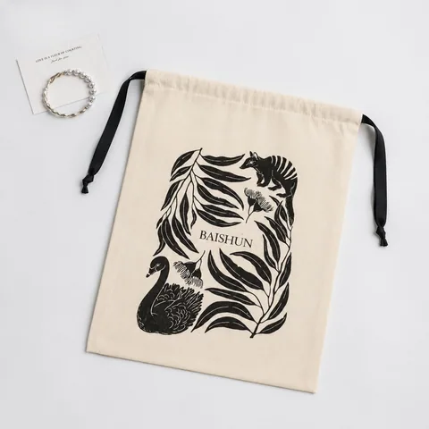 Sage Cotton Drawstring Pouch