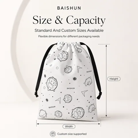 Beige Cotton Drawstring Pouch