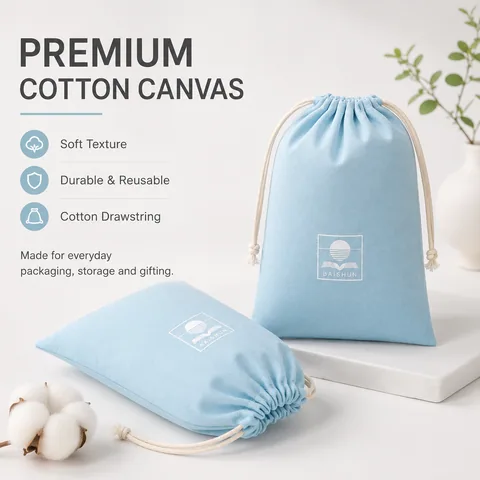Lavender Cotton Drawstring Pouch