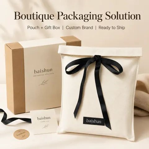 Canvas-Look Black Ribbon Envelope Pouch