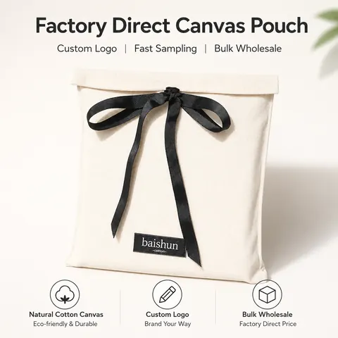 Canvas-Look Black Ribbon Envelope Pouch — product gallery view