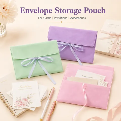 Colored Fabric Ribbon Envelope Pouch