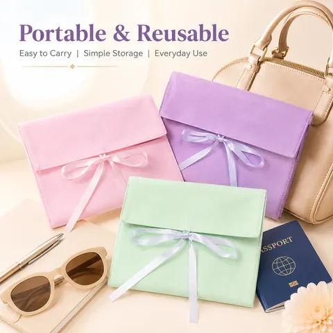 Colored Fabric Ribbon Envelope Pouch — product gallery view
