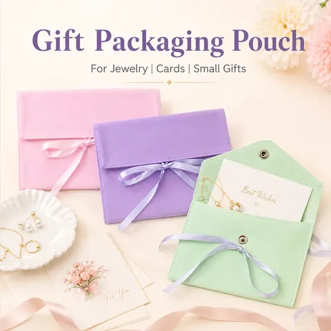 Colored Fabric Ribbon Envelope Pouch — product gallery view