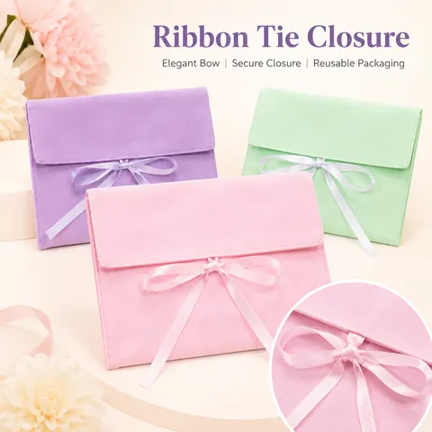 Colored Fabric Ribbon Envelope Pouch — product gallery view