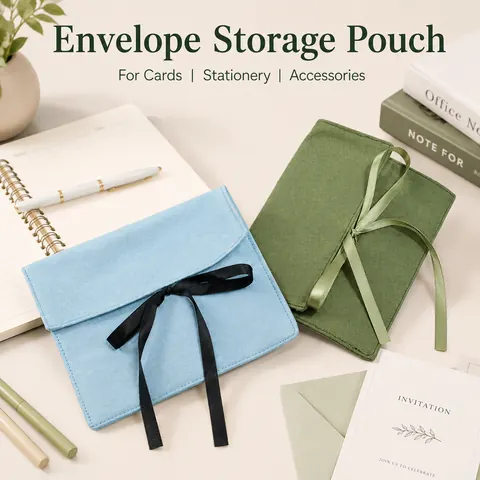 Colored Fabric Ribbon Envelope Pouch — product gallery view
