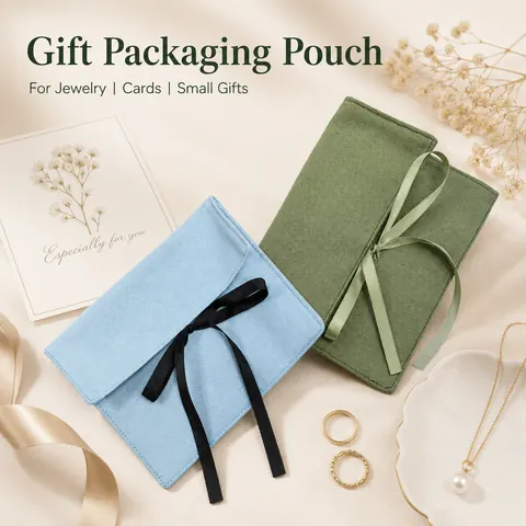 Colored Fabric Ribbon Envelope Pouch — product gallery view
