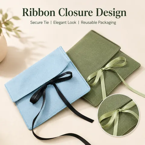 Colored Fabric Ribbon Envelope Pouch — product gallery view