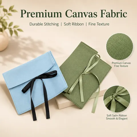 Colored Fabric Ribbon Envelope Pouch — product gallery view