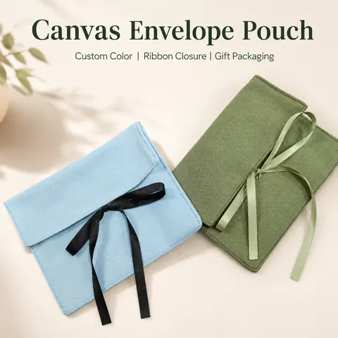 Colored Fabric Ribbon Envelope Pouch — product gallery view