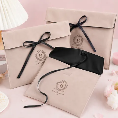 Colored Fabric Ribbon Envelope Pouch — product gallery view