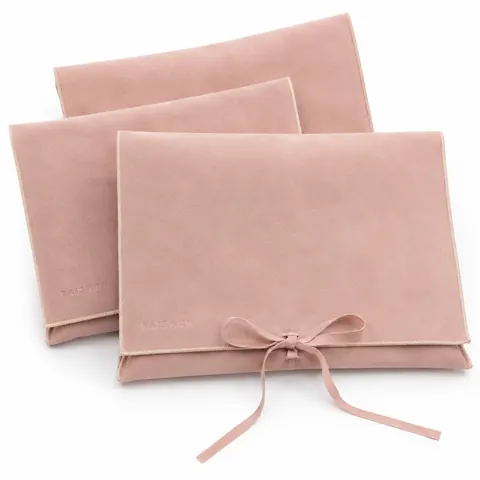Pink Velvet-Look Ribbon Envelope Pouch