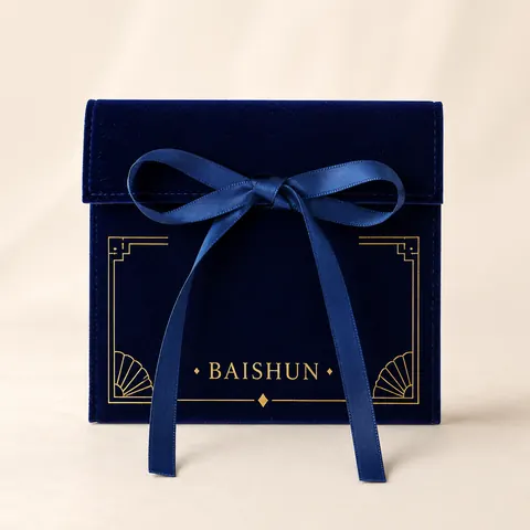 Blue Velvet-Look Ribbon Jewelry Envelope Pouch — product gallery view