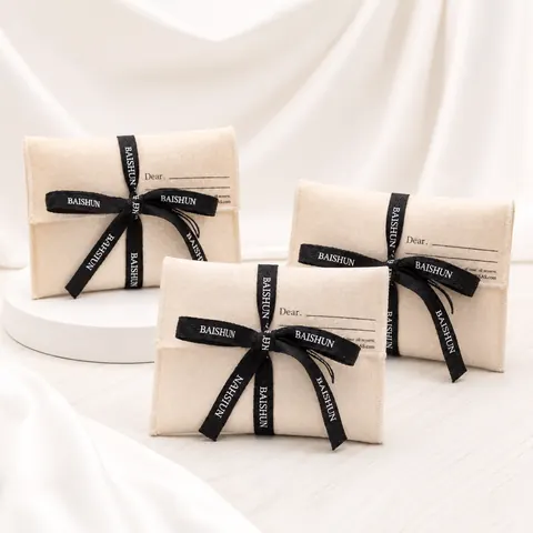 Fabric Wrap-Ribbon Envelope Pouch — product gallery view