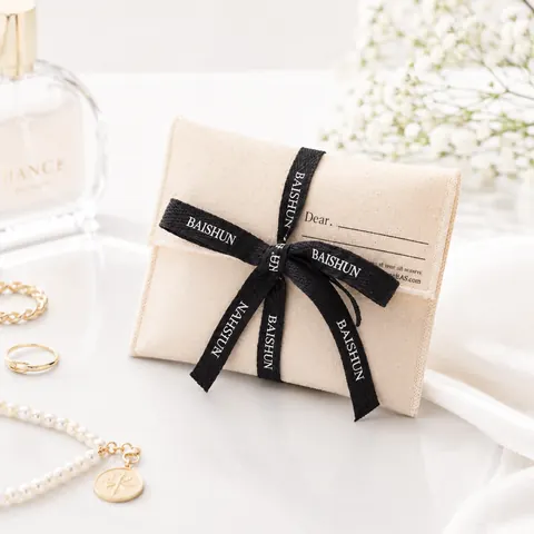 Fabric Wrap-Ribbon Envelope Pouch — product gallery view