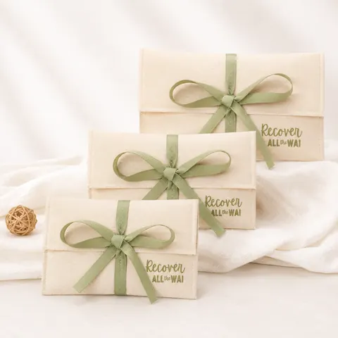 Fabric Wrap-Ribbon Envelope Pouch — product gallery view