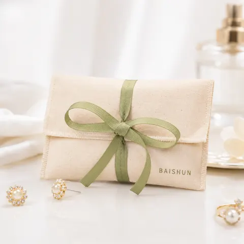 Fabric Wrap-Ribbon Envelope Pouch — product gallery view