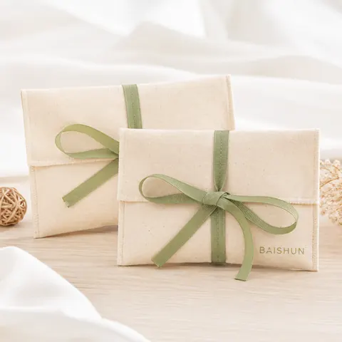 Fabric Wrap-Ribbon Envelope Pouch — product gallery view
