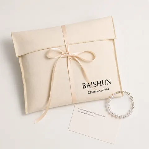Natural Fabric Slim-Ribbon Envelope Pouch — product gallery view