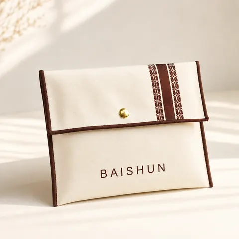 Striped Snap Fabric Envelope Pouch — product gallery view