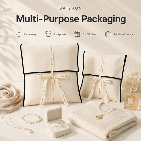 Contrast-Piped Ribbon Envelope Pouch