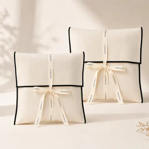 Contrast-Piped Ribbon Envelope Pouch — product gallery view