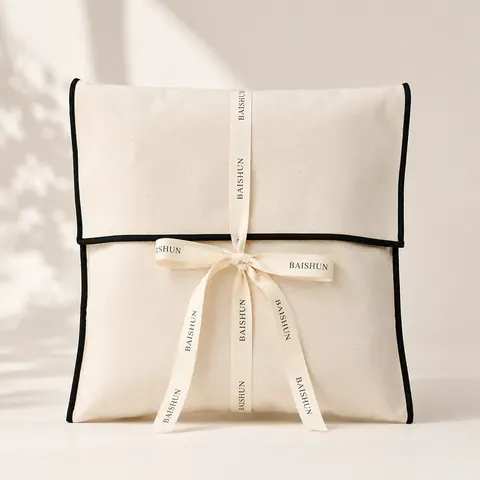Contrast-Piped Ribbon Envelope Pouch — product gallery view