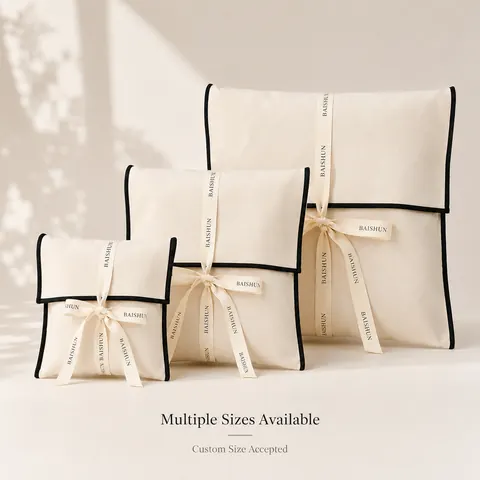 Contrast-Piped Ribbon Envelope Pouch — product gallery view