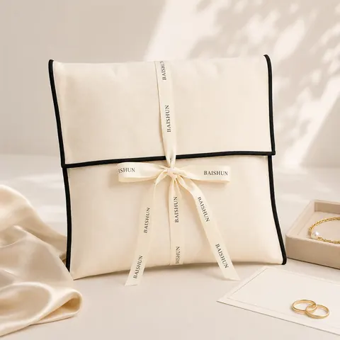Contrast-Piped Ribbon Envelope Pouch — product gallery view