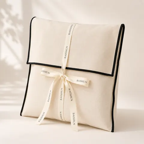 Contrast-Piped Ribbon Envelope Pouch — product gallery view
