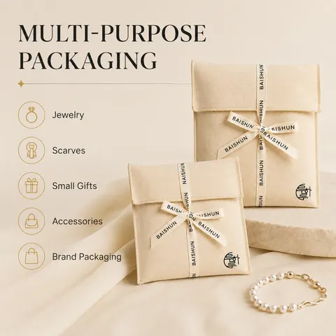 Cross-Ribbon Fabric Envelope Pouch