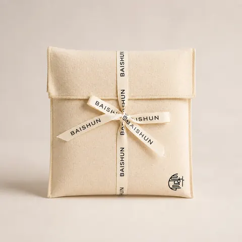 Cross-Ribbon Fabric Envelope Pouch — product gallery view