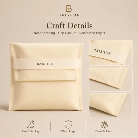 White Fabric Flap Pouch Set