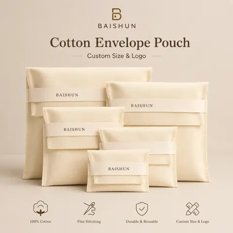Natural Fabric Flap Envelope Pouch Set