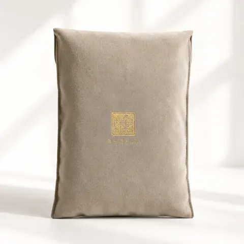 Gray Velvet-Look Flat Storage Pouch — product gallery view