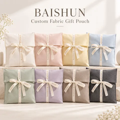 Custom Ribbon-Tie Fabric Gift Pouch — product view 1