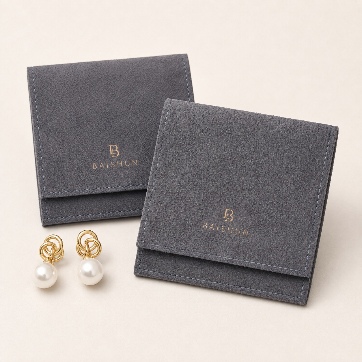 Dark Gray Envelope Jewelry Pouch — paired product view