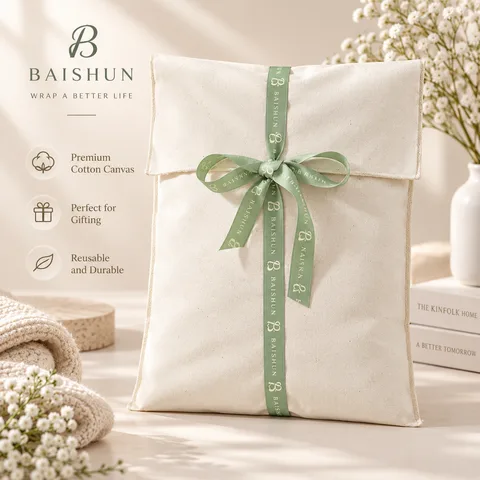 Custom Ribbon-Tie Fabric Gift Pouch — product view 3