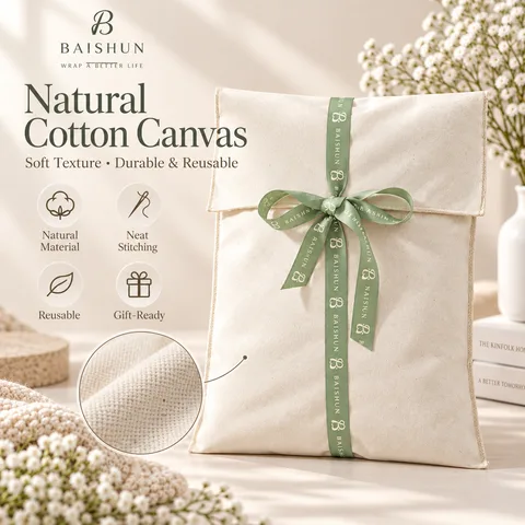 Custom Ribbon-Tie Fabric Gift Pouch — product view 4