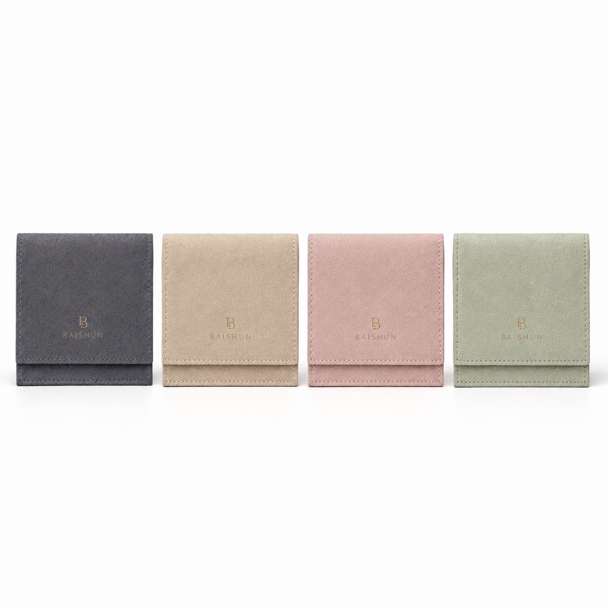 Dark Gray Envelope Jewelry Pouch — open pouch view