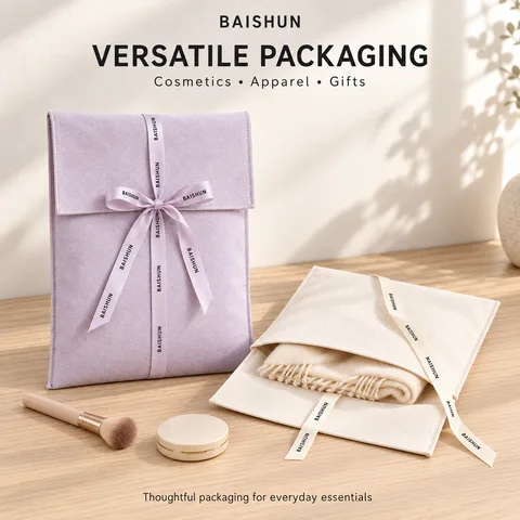 Tall Ribbon-Tie Fabric Envelope Pouch — product view 1