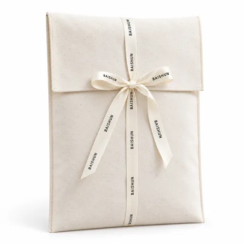 Tall Ribbon-Tie Fabric Envelope Pouch — product view 2