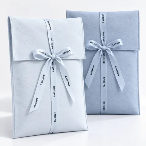 Tall Ribbon-Tie Fabric Envelope Pouch — product view 3