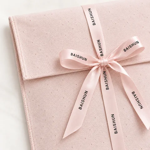 Tall Ribbon-Tie Fabric Envelope Pouch — product view 5